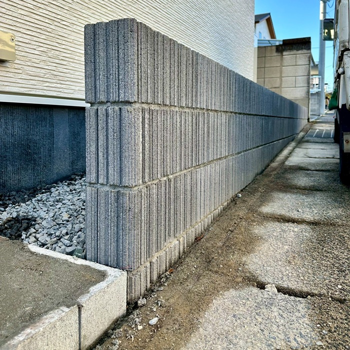 鹿児島市 / 新築外構進捗 / 化粧ブロック積み・玄関ポーチ造作