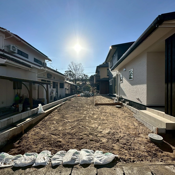 鹿児島市 / 新築外構進捗 / 化粧ブロック積み・玄関ポーチ造作