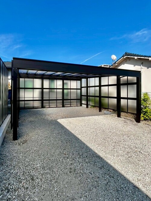 鹿児島市/カーポート工事/先日完了したカーポートに柱と梁をさらに追加して強度アップしました！ 