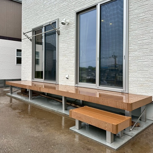 鹿児島市/新築外構進捗/YKKap リウッドデッキが完成しました！/樹脂製なのでメンテナンスフリー！